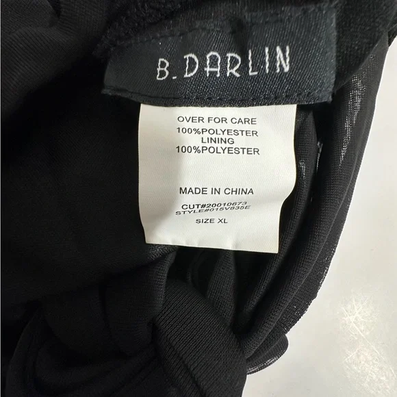 B Darlin Black Ruched Mesh Long Sleeve Bodycon Cut Out Mini Dress Size XL - Picture 9 of 15